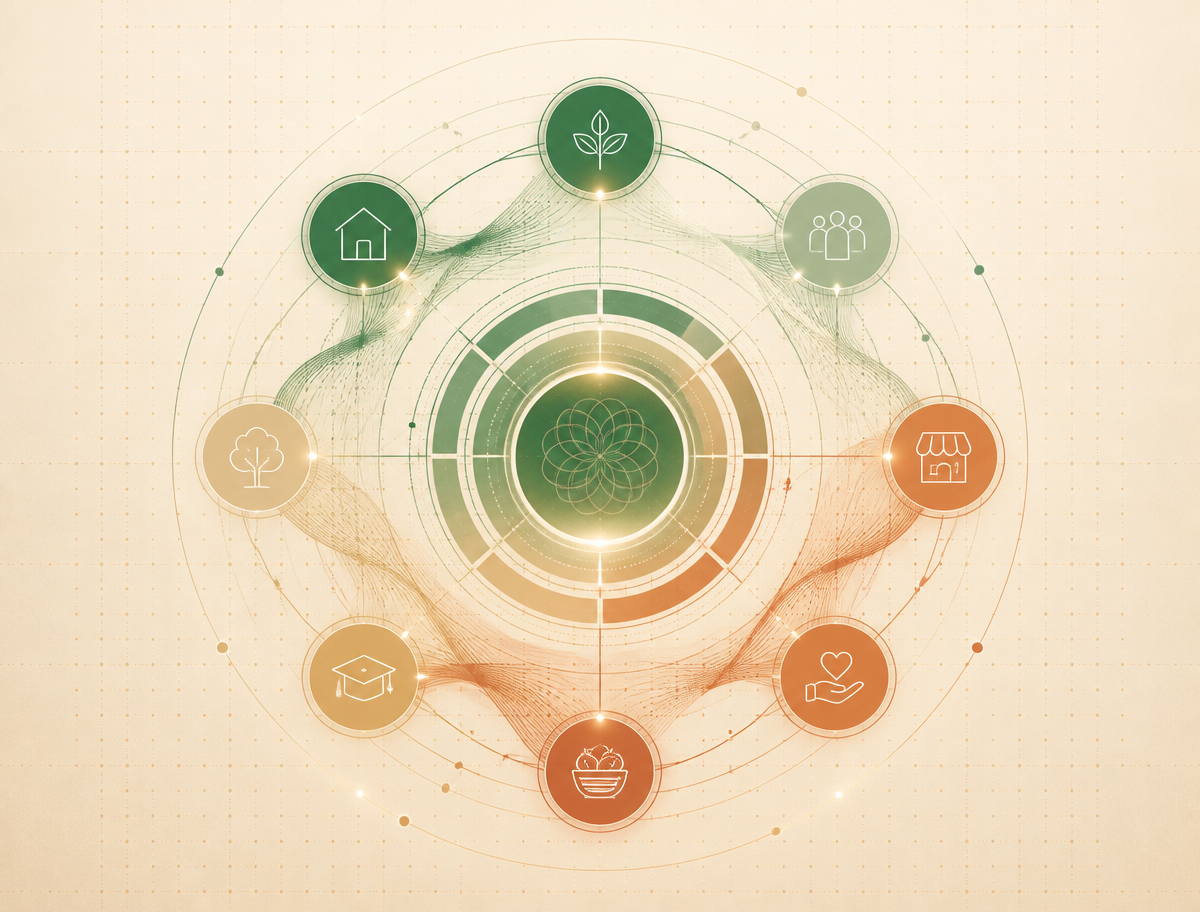 Concentric rings visualizing economic value recirculation